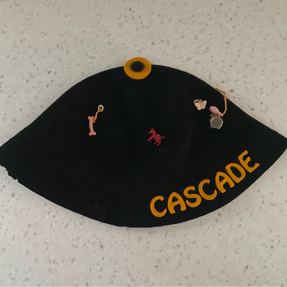 Vintage Black Wool Felt Hat with Charms Member